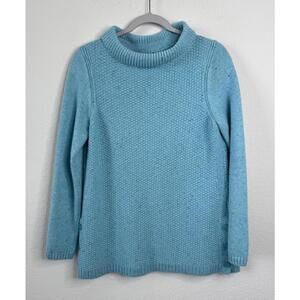 Talbots Sweater Women’s Sz M Blue Textured Knit Button Side Pullover Casual Cozy